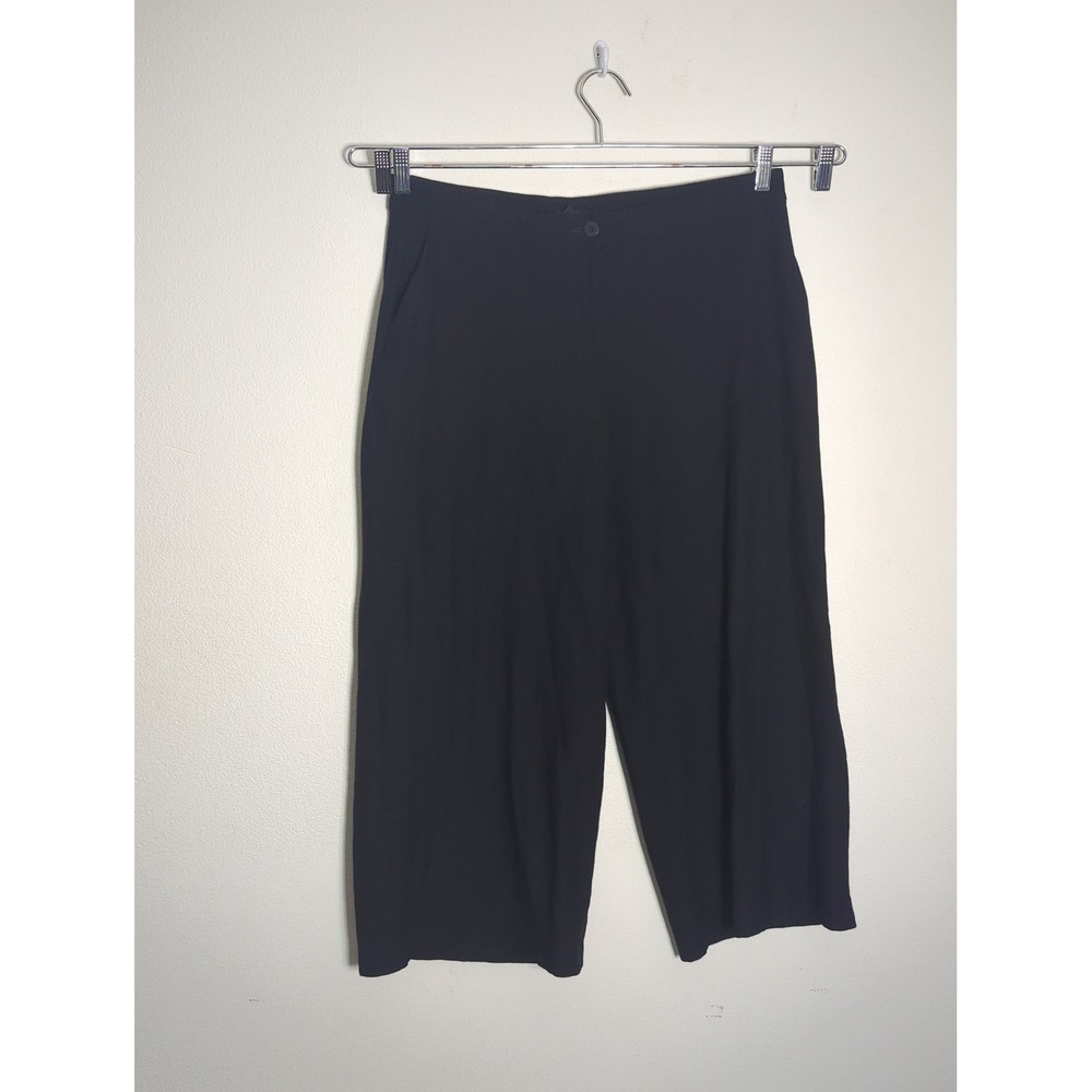 Eileen Fisher Womens Cropped Pants Black Wide Leg Stretch Quiet Luxury Size 12